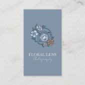 かわいい ヴィンテージ フラワーのカメラの写真家 ビジネス 名刺 (正面)