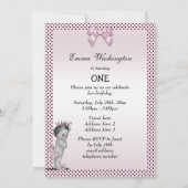 かわいい ヴィンテージ プリンセス 1歳の誕生日パーティー 招待状 (裏面)