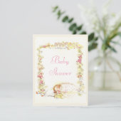 かわいい ヴィンテージ 女の子の赤ちゃんとおもちゃのベビーシャワー 招待状 (スタンド正面)