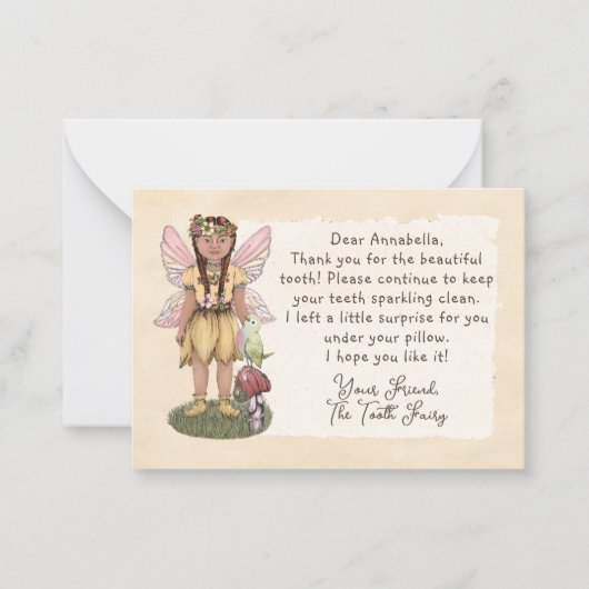 かわいい ヴィンテージ 歯の妖精からの手紙 初めての歯 ノートカード (正面)