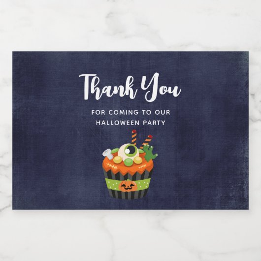 かわいい&不気味なハロウィーンカップケーキありがとう スパークリングワインラベル (シングルラベル)