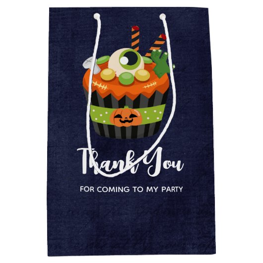 かわいい&不気味なハロウィーンカップケーキありがとう ミディアムペーパーバッグ (正面)