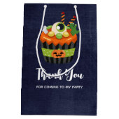 かわいい&不気味なハロウィーンカップケーキありがとう ミディアムペーパーバッグ (裏面)