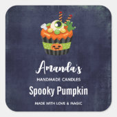 かわいい&不気味なハロウィーンカップケーキキャンドルビズ スクエアシール (正面)