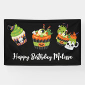 かわいい&不気味なハロウィーントリート誕生日バナー 横断幕 (横)