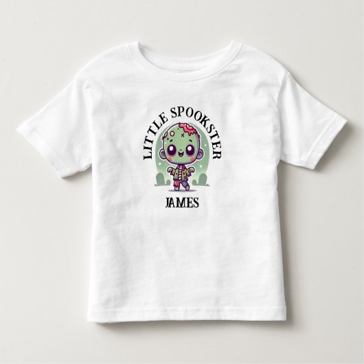 かわいい，不気味ゾンビ，名前をカスタムする，ハロウィーン トドラーTシャツ (正面)
