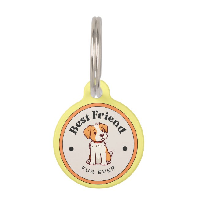 かわいい！丸型ペットタグ - 最高の友達と永遠に ペット　ネームタグ (正面)