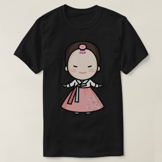 かわいい 伝統的な韓国の花嫁漫画 Tシャツ (デザイン正面)