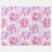かわいい 優しいピンクの上品なラベンダーの花模様 フリースブランケット (正面(横))