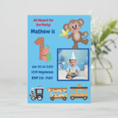 かわいい 全員集合!ジャングルテーマの1歳誕生日パーティー 招待状 (スタンド正面)