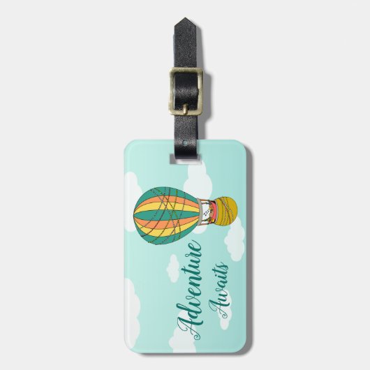 かわいい「冒険を待つ」鳥のイラストレーション 子供へ ラゲッジタグ (正面縦)