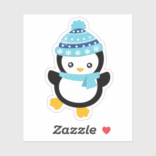 かわいい 冬のペンギン シール (シート)