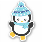 かわいい 冬のペンギン シール (正面)