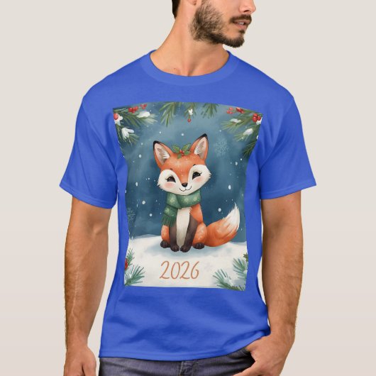 かわいい 冬 あけましておめでとう 2026 ファミリーTシャツ Tシャツ (正面)
