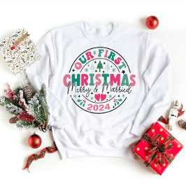 かわいい 初めてのクリスマス 結婚 新婚 スウェットシャツ