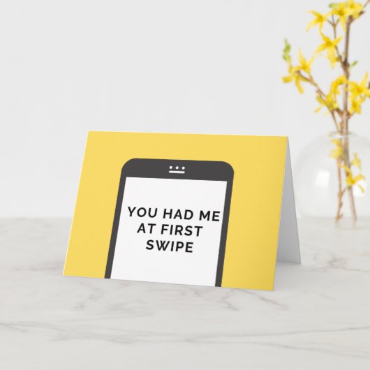 かわいい「初回スワイプで私を迎えた」記念日 カード (黄色い花)