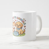 かわいい+動物に優しく+猫+ステッカー ジャンボコーヒーマグカップ (正面右)