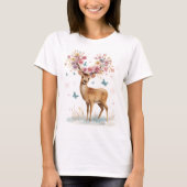 かわいい[動物]雪の女性用Tシャツ 冬の動物 ギフト Tシャツ (正面)