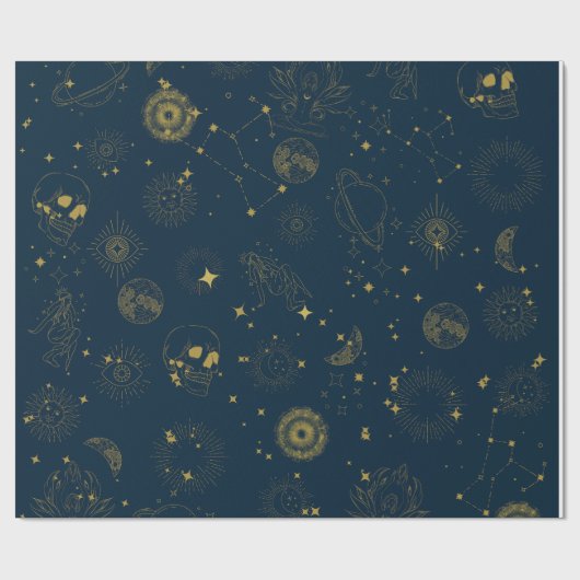 かわいい〔占星術の〕十二宮図と星占いハロウィーン ラッピングペーパー (フラット)