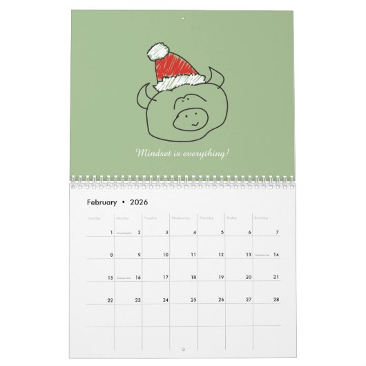 かわいい〔占星術の〕十二宮図シンボルや象徴と前向き引用文2025 カレンダー (2月 2026)