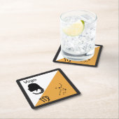 かわいい〔占星術の〕十二宮図シンボル、サイン&スターのレイアウト – 《星座》乙女座 スクエアペーパーコースター (インサイチュ)