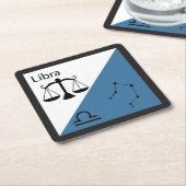 かわいい〔占星術の〕十二宮図シンボル、サイン&スターレイアウト – ライブラリ スクエアペーパーコースター (アングル)