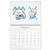 かわいい〔占星術の〕十二宮図猫サイン カレンダー (2月 2027)