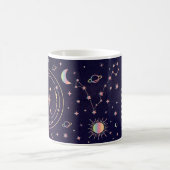 かわいい〔占星術の〕十二宮図魚座の栄養ファクトのラップ コーヒーマグカップ (中央)
