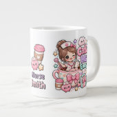 かわいい 可愛い カフェイン 万能説 看護師 医師 ジャンボコーヒーマグカップ (正面右)