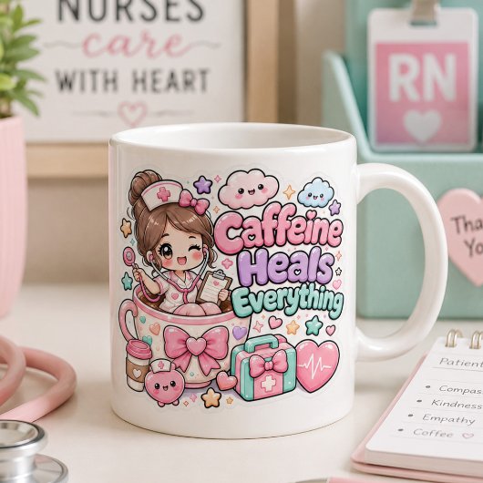 かわいい 可愛い カフェイン 万能説 看護師 医師 ジャンボコーヒーマグカップ