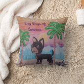かわいい，夏のテーマ，犬のプリント装飾用クッション クッション (ブランケット)