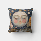 かわいい 天空の月 モノグラム 名前 子供 シンプル クッション (正面)