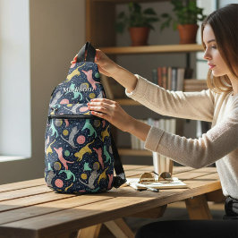 かわいい 天空の神秘的な宇宙猫 パーソナライズド スリングバッグ