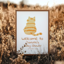 かわいい 太った オレンジ色の 猫の 赤ちゃん歓迎 シャワープレート