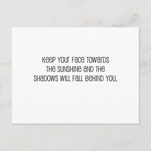 かわいい「太陽に向けて顔」引用文 ポストカード (正面)