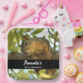 かわいい&好奇心リス自然写真 – 誕生日 ペーパープレート (パーティー)