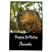 かわいい&好奇心リス自然写真 – 誕生日 ミディアムペーパーバッグ (裏面)