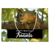 かわいい&好奇心リス自然写真 – 誕生日 ラージペーパーバッグ (正面)