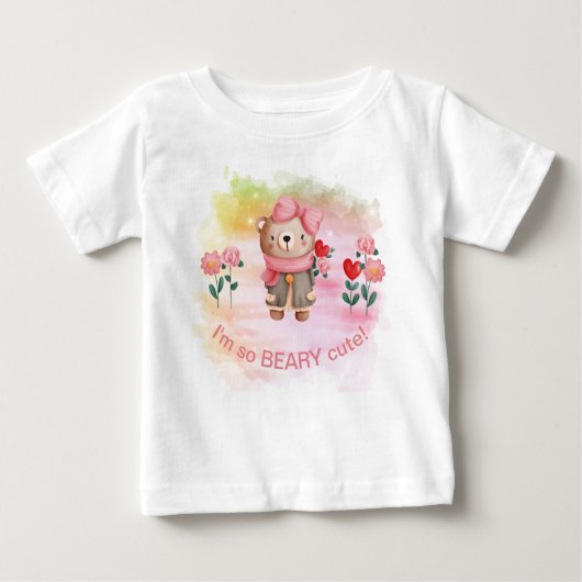 「かわいい」小さな女の子 ベビーTシャツ (正面)