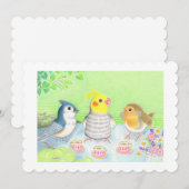 かわいい　小鳥　ティーパーティ　多目的 サンキューカード (正面/裏面)