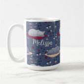 かわいい&居心地の良い眠い猫の夢のパターン コーヒーマグカップ (左)