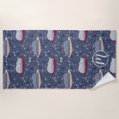 かわいい&居心地の良い眠い猫の夢のパターン ビーチタオル (正面)