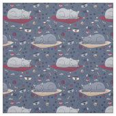 かわいい&居心地の良い眠い猫の夢のパターン ファブリック (見本)