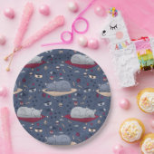 かわいい&居心地の良い眠い猫の夢のパターン ペーパープレート (パーティー)