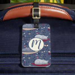 かわいい&居心地の良い眠い猫の夢のパターン ラゲッジタグ