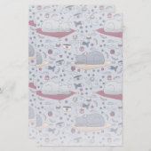 かわいい&居心地の良い眠い猫の夢のパターン 便箋 (正面/裏面)