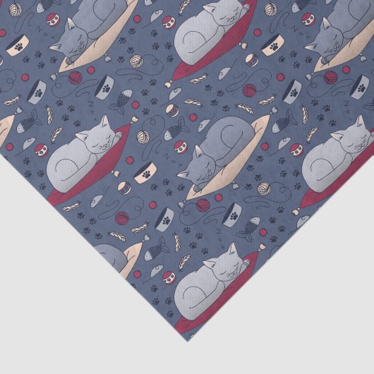 かわいい&居心地の良い眠い猫の夢のパターン 薄葉紙 (詳細)