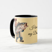 かわいい/幸せな漁師と大きな魚の魔法コーヒー マグカップ (正面左)