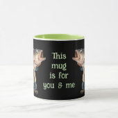 かわいい/幸せな漁師と大きな魚の魔法コーヒー マグカップ (中央)