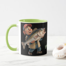 かわいい/幸せな漁師と大きな魚の魔法コーヒー マグカップ